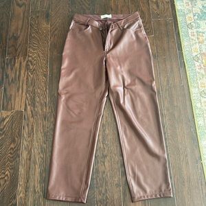 Reddish brown faux leather Abercrombie and fitch pants. Size 31/12, regular